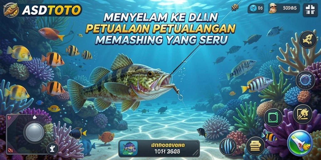 Tampilan gameplay ASDTOTO saat memancing di danau yang indah.