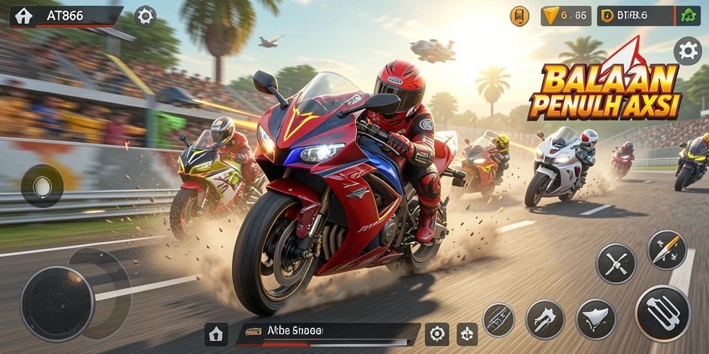 Gameplay seru dan menegangkan dari AT866 saat balapan motor.