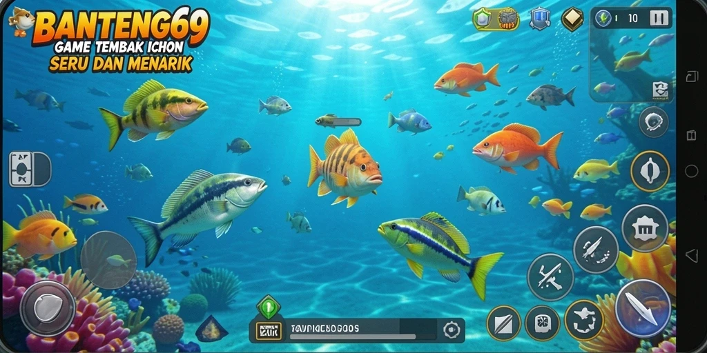 Screenshot gameplay Tembak Ikan BANTENG69 dengan aksi menembak ikan.