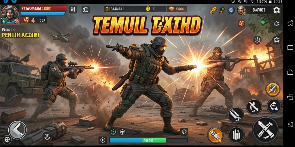 Tampilan gameplay seru di BARU01 dengan aksi tembak-menembak yang intens.