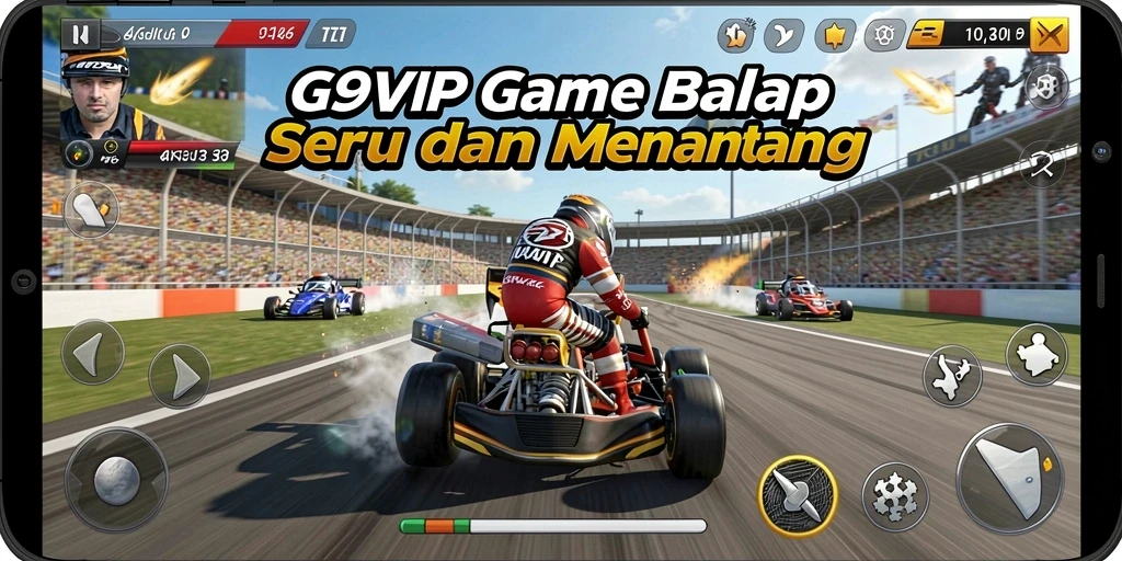 Tampilan gameplay <strong>G9VIP</strong> dengan balapan yang seru dan mendebarkan.
