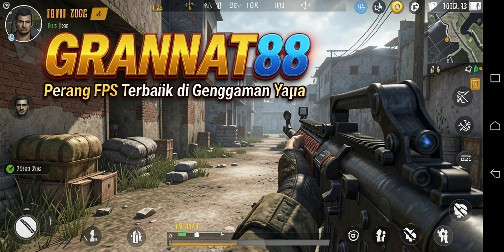 Tampilan gameplay seru dalam pertempuran FPS mendebarkan.