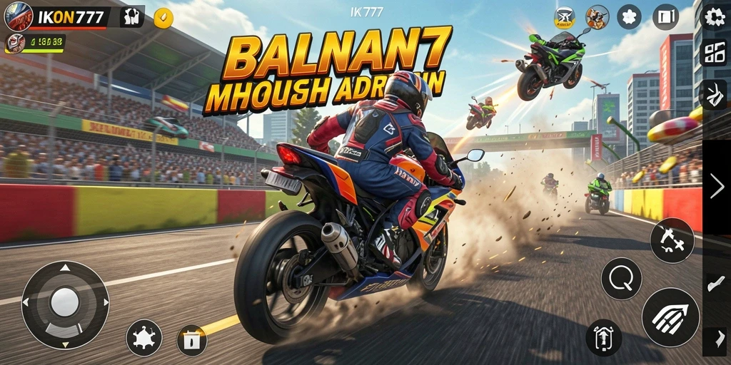 Gameplay balapan menegangkan dalam IKON777 dengan motor sport tercepat.