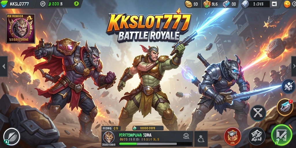 Gambaran seru gameplay KKSLOT777 dalam pertempuran Battle Royale.
