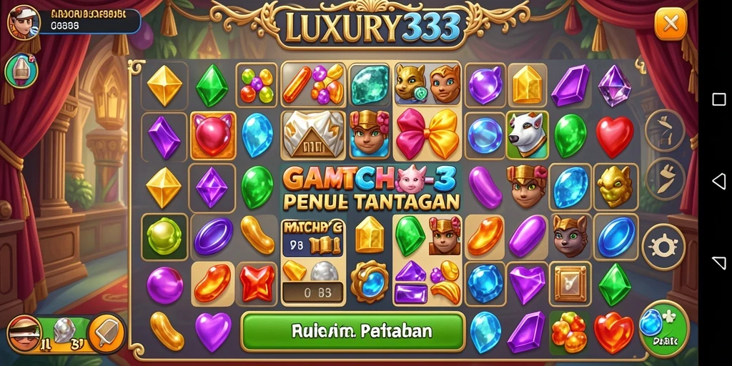 Tampilan gameplay LUXURY333 dengan elemen Match-3 yang menarik.