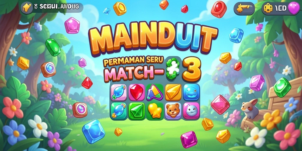 Screenshot utama MAINDUIT menampilkan gameplay Match-3 yang seru.