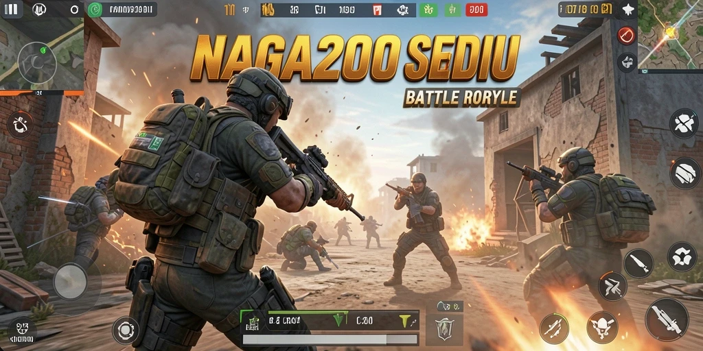 Tampilan gameplay NAGA2000 yang mendebarkan di arena Battle Royale.