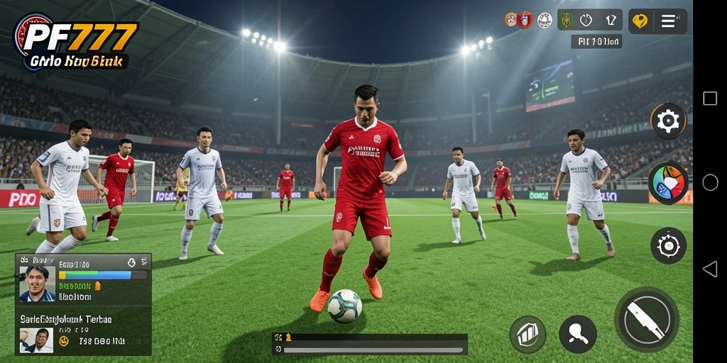 Tangkapan layar utama PF777 menampilkan gameplay sepak bola yang mendebarkan.