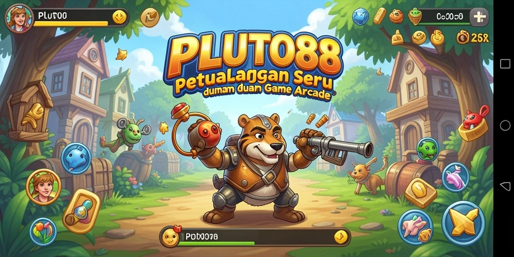 Screenshot gameplay <strong>PLUTO88</strong> yang menampilkan warna-warni dan aksi seru.