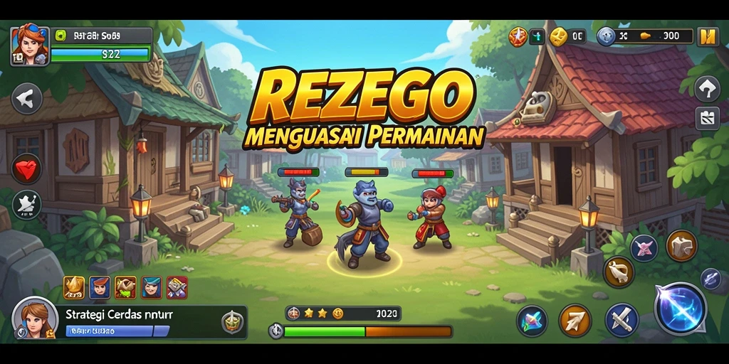 Tangkapan layar gameplay REZEGO yang menunjukkan pertempuran strategi.