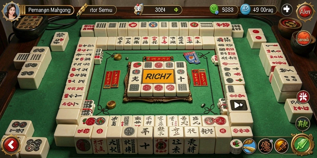 Tampilan permainan Mahjong yang menarik dan interaktif di RICH7.
