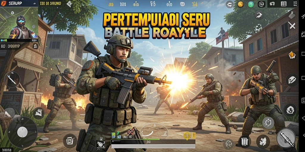 Tampilan seru gameplay Battle Royale dalam SERURP.