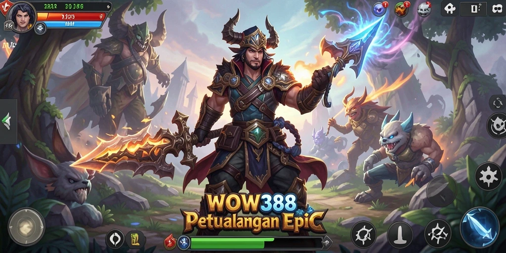 Screenshot gameplay WOW388 menunjukkan aksi seru dalam pertarungan ARPG.